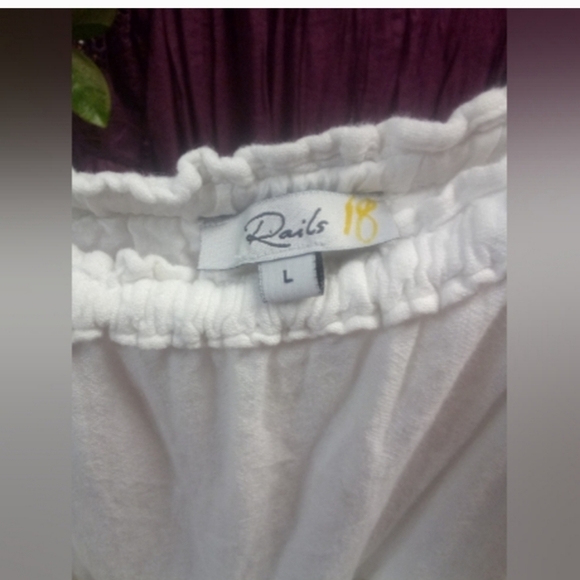 RAILS " Carlyn " White Mini Dress Tie Straps Ruffle Tiered Dress LARGE - Picture 9 of 16